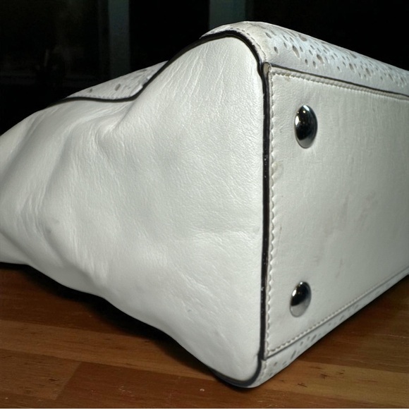 Coach RARE Madison Laser Cut White Leather Satchel Handbag Purse Shoulder Bag - Picture 9 of 14